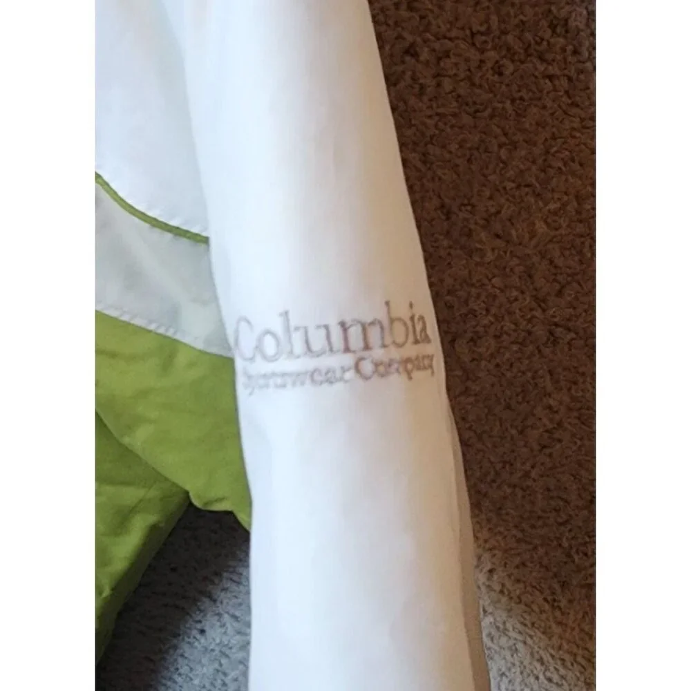 Columbia Kids Hooded Zip Up Puffer Winter Jacket White/Green XG5034 Youth 14/16‎